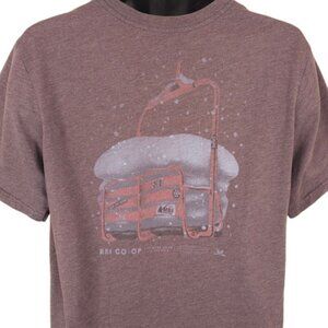 REI Ski T Shirt Mens Size Large Purple Winter Gear Service Ski Lift Made In USA